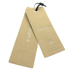 Custom Printed Brown Texture Paper Luggage Tags Gold Foil Stamping Logo Supplier