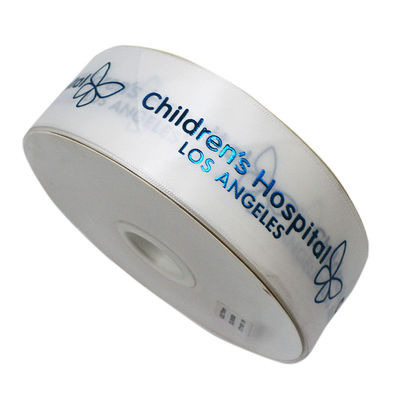 kopen Gepersonaliseerd Custom Polyester Satin Ribbon Met Blauw Folie Logo online manufacture