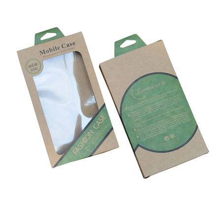 Gedrukt Vriendschappelijk Bruin Kraftpapier het Document van Eco Vakje met Hangergat voor Mobiel Geval