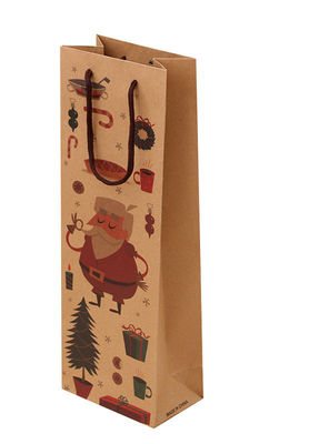 De douane drukte de Bruine Kraftpapier-Document Zakken van de Wijngift met Katoenen Handvattenmassa