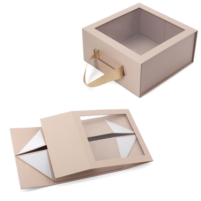 Goede prijs. Custom logo vouwbaar cadeaubon met lint Groothandel Kraft box verpakking lint vensterdozen online