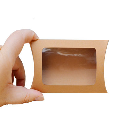 Goede prijs. Persoonlijk gedrukte kussendoos van kraftpapier met helder venster ¢ milieuvriendelijke verpakking voor cadeaus en detailhandel online