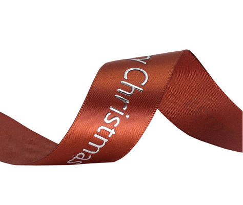 Goede prijs. Eco-vriendelijk Custom Satin Ribbon met zilveren folie Logo Printed Logo Branded Ribbon online