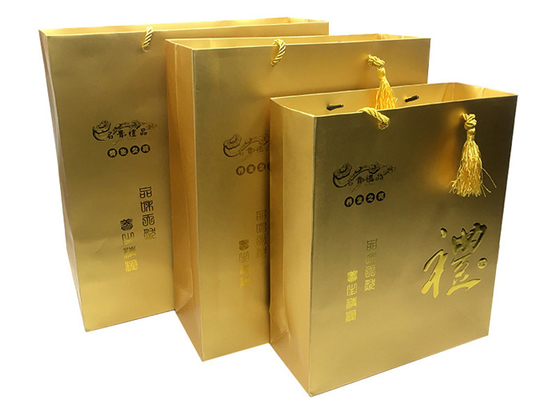 Goede prijs. Douaneluxe Gedrukte Gouden Document Giftzakken met In reliëf gemaakte Logo Tassel-handvatten online